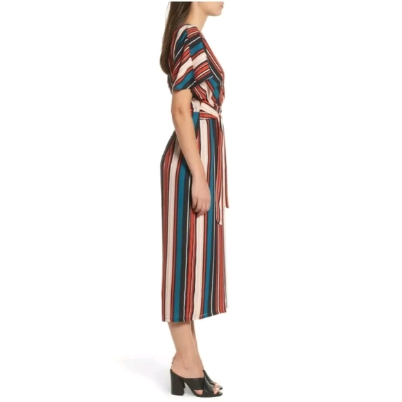 Leith Striped Tie Waist Wide Leg Cropped Jumpsuit - Picture 2 of 13